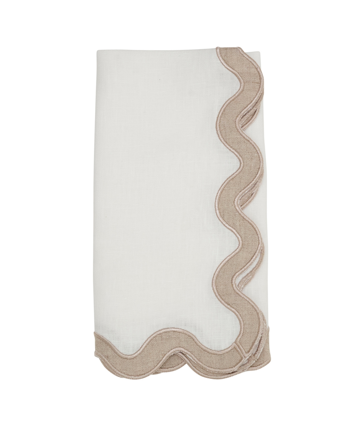 Saro Lifestyle Linen Soft Hue Scallop Napkin, Set Of 4 In Brown