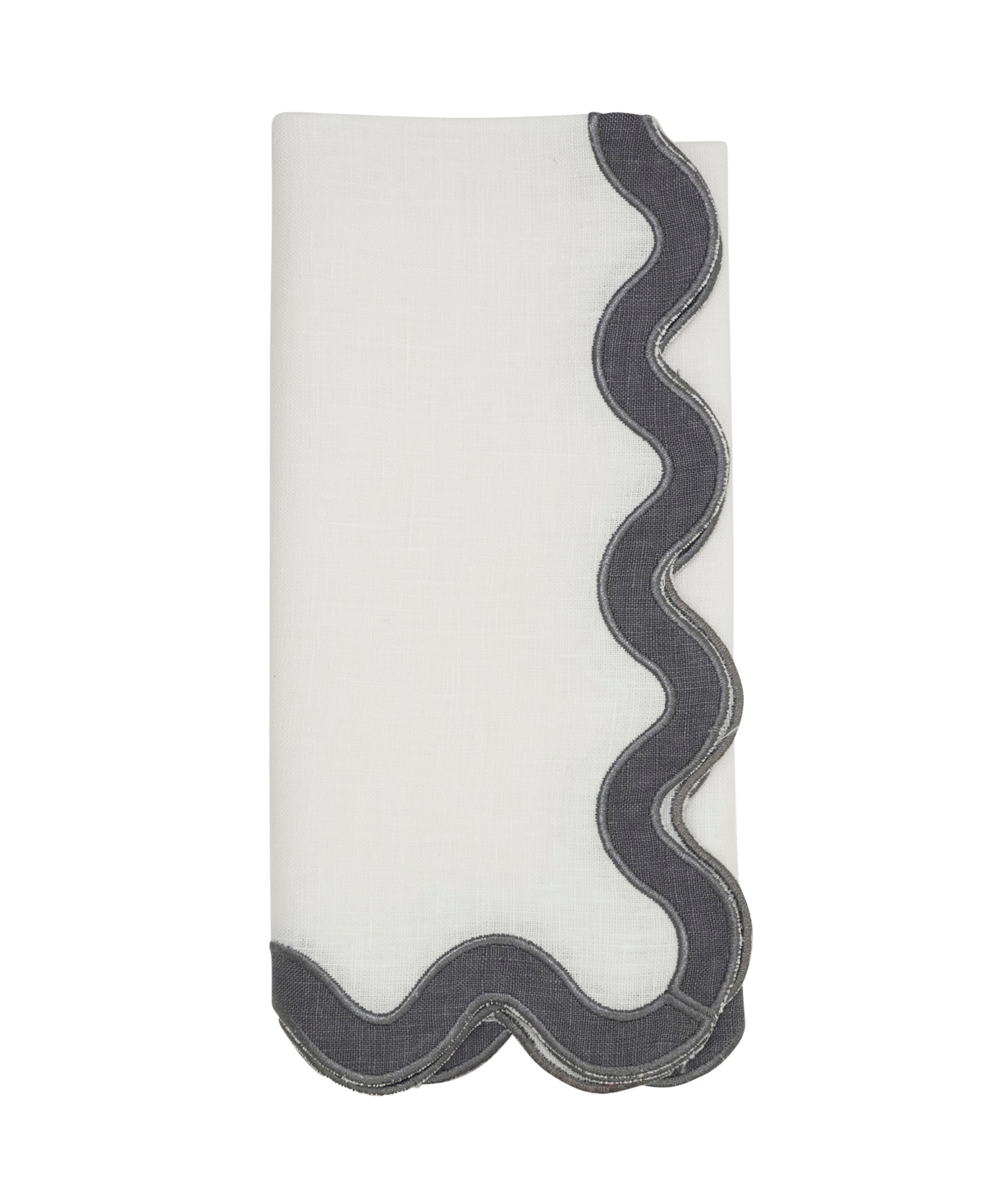 Saro Lifestyle Linen Soft Hue Scallop Napkin, Set Of 4 In Gray