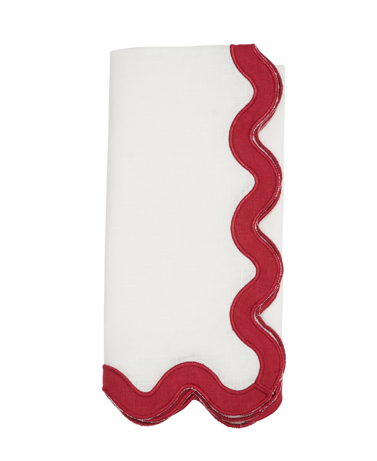 Saro Lifestyle Linen Soft Hue Scallop Napkin, Set Of 4 In Red