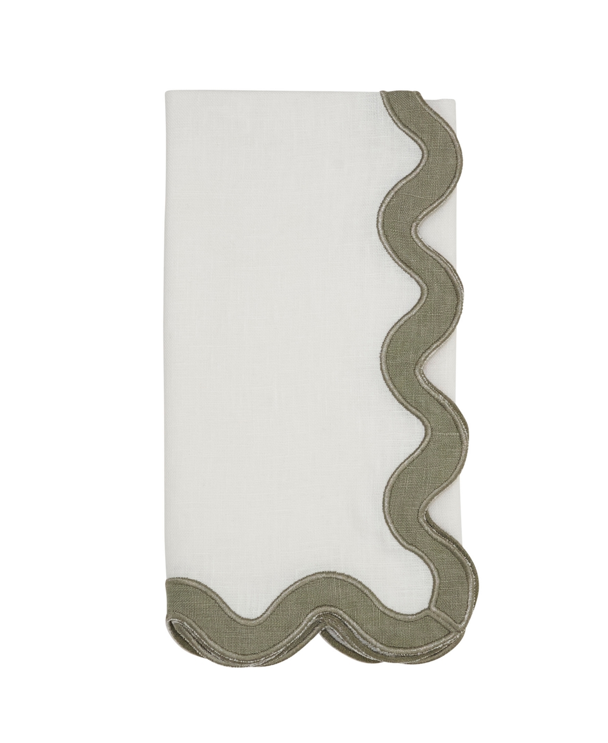 Saro Lifestyle Linen Soft Hue Scallop Napkin, Set Of 4 In Green