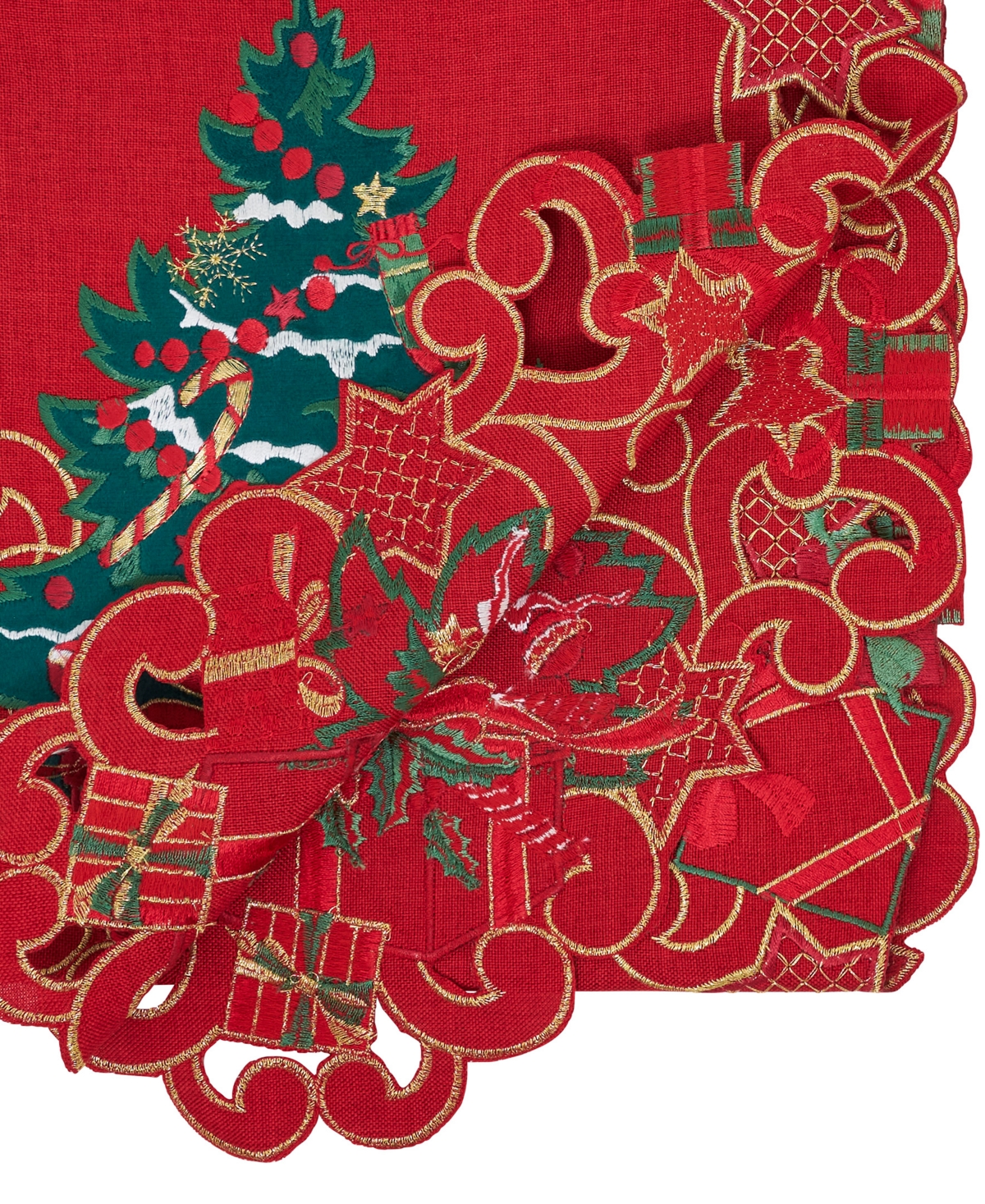 Saro Lifestyle Christmas Tree Table Runner, 14" X 72" In Red