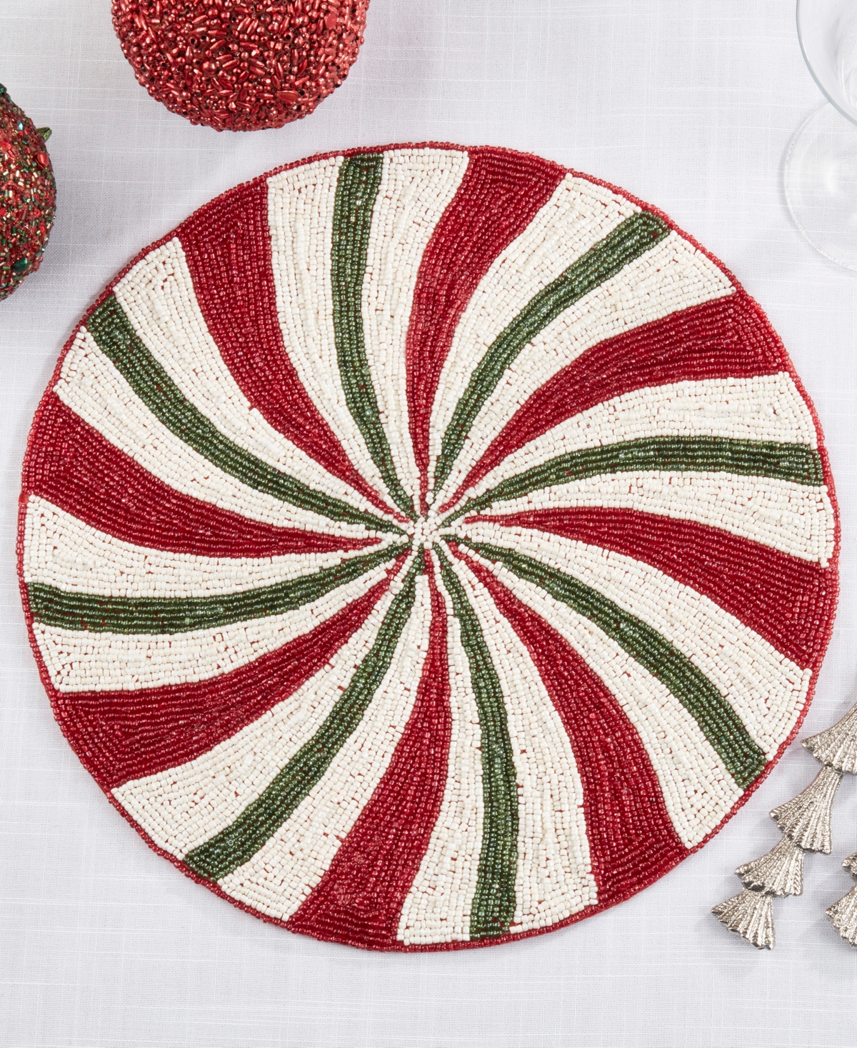 Saro Lifestyle Beaded Peppermint Placemat, Set of 4