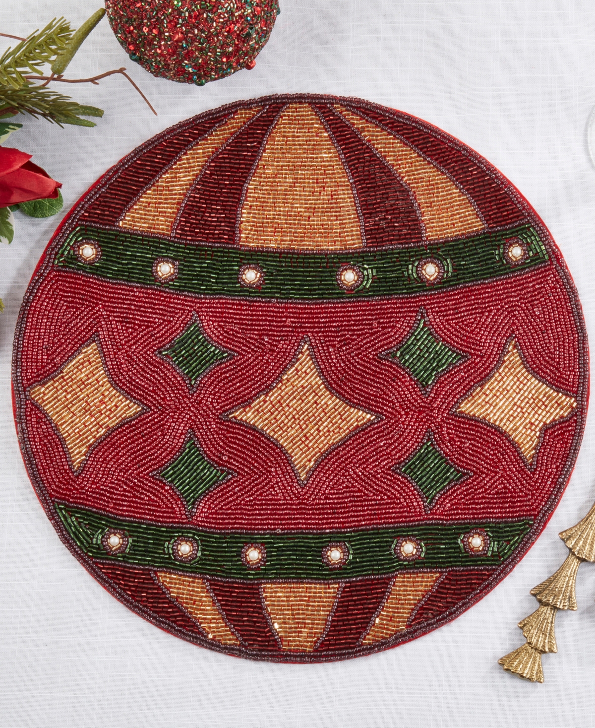 Saro Lifestyle Beaded Ornament Placemat, Set Of 4 In Multi
