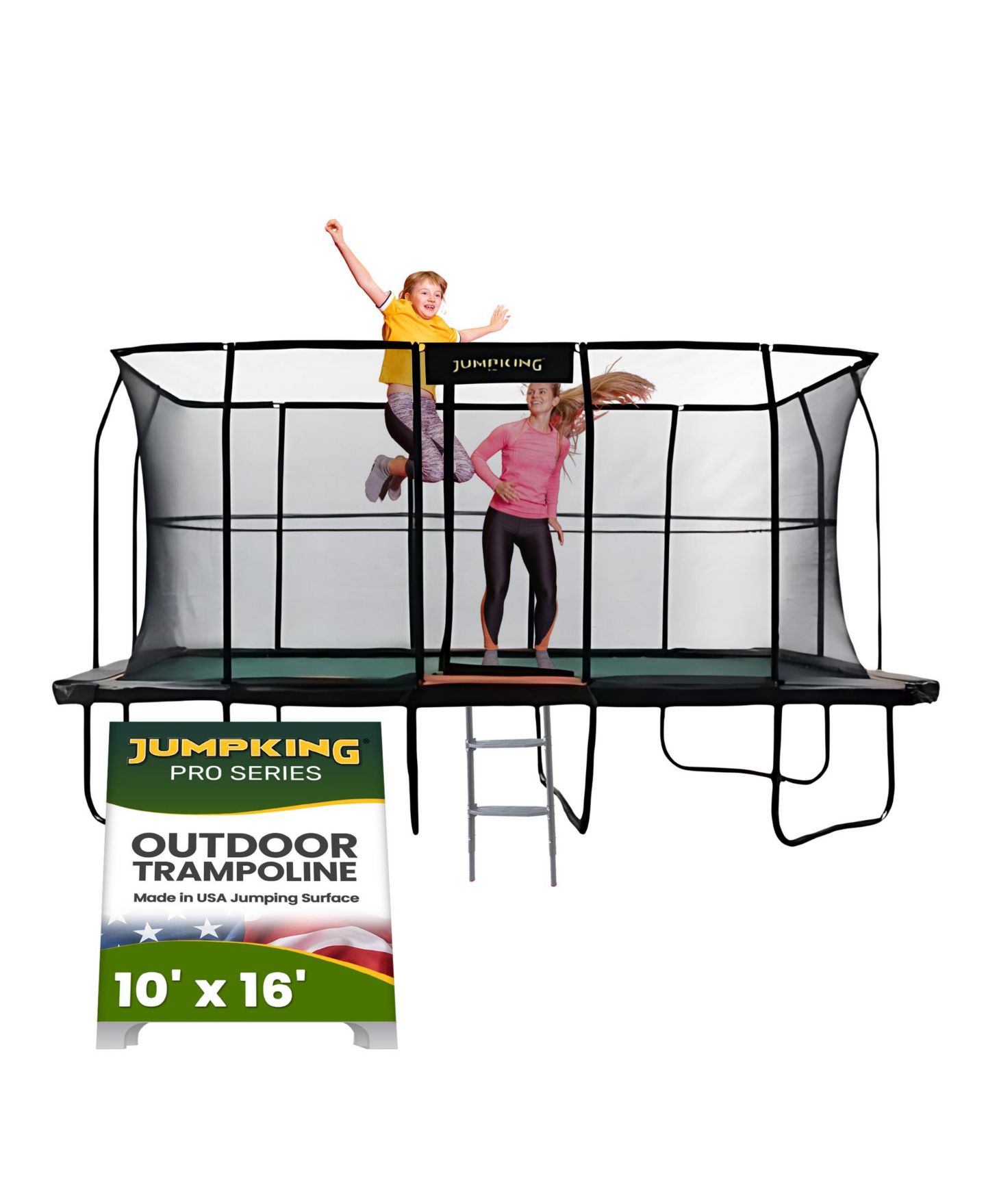 Детская игрушка JumpKing Pro-Series Rectangular Trampoline 10 x 16 - Patented V-shaped Spring Arrangement, Comfort Weave Jumping Pad, цвет: Чёрный — фото 2