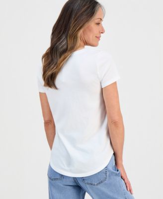 Petite Love Flowers Perfect Crewneck T-Shirt, Macy's Exclusive 