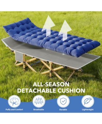 Folding Camping Cot with Removable Cotton Mattress for Office, Home and Beach