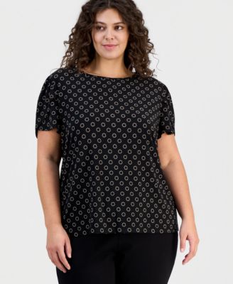 Plus Size Printed Tulip-Sleeve Top