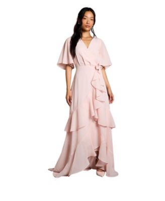 Women's Angel Sleeve Bridesmaid Maxi Dress