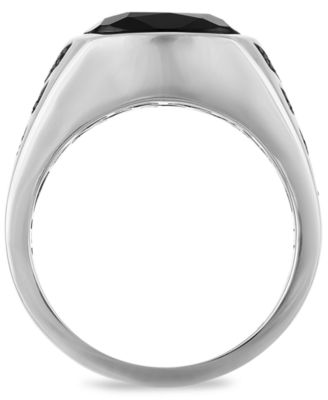 Black Onyx and Black Spinel Stones Ring in Sterling Silver