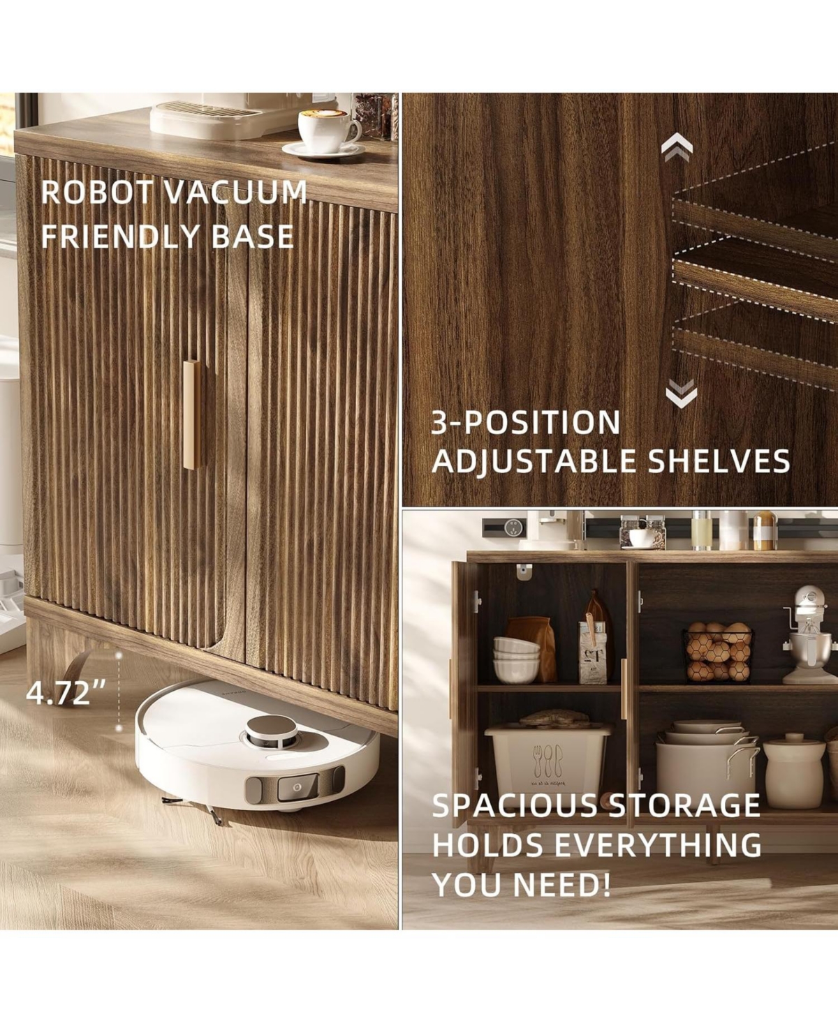 Sugift Modern Farmhouse Tv Stand, 2-Door Tv Cabinet for Tv up to 65"