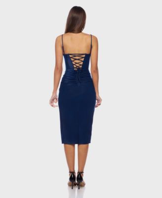 Juniors' Shimmer Knit Side Tie Sweetheart Neck Dress