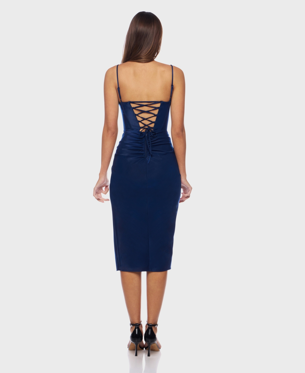 Alex & Sophia Juniors' Shimmer Knit Side Tie Sweetheart Neck Dress In Blue