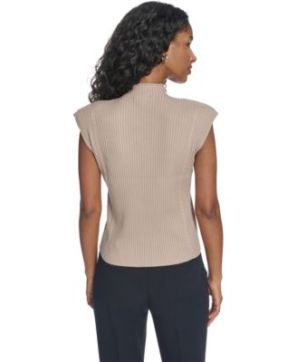 Women's Mock Neck Cap Sleeve Sweater