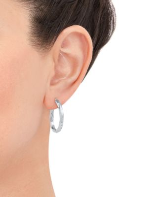 Polished Twist Tube Hoop Earrings in 10k White Gold