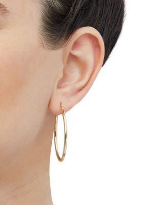 Polished Tube Oval Hoop Earrings in 14k Yellow Gold