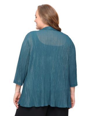 Plus Size Foil Pleated Top and Jacket Twinset