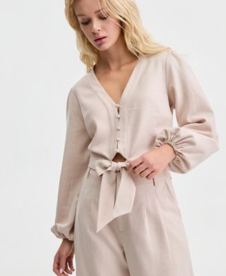 Women's Shirley Linen Tie-Front Blouse