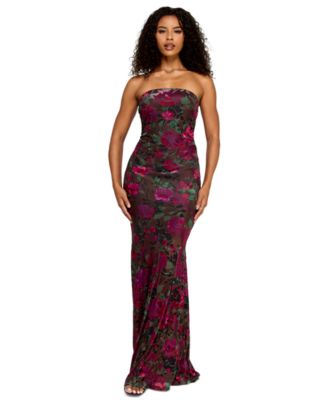 KATIA RAE - Women's Strapless Long Floral Dress