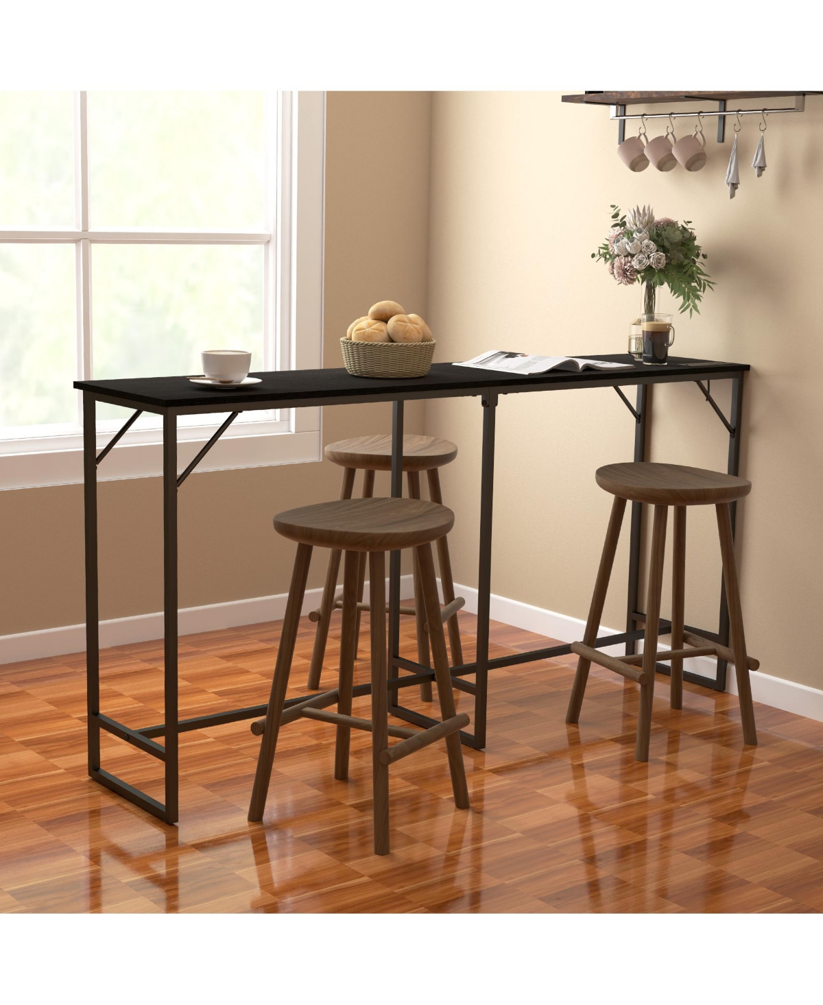 Homcom 70" Bar Table with Charging Station, Height Pub Table,