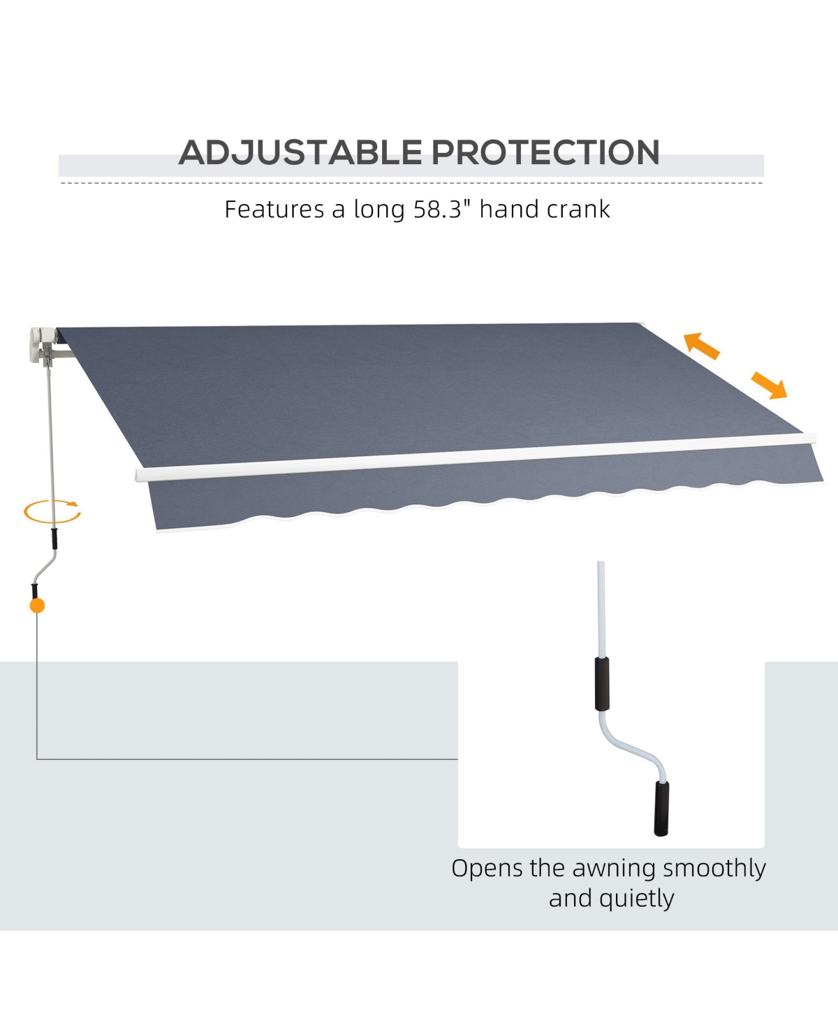 Outsunny 12' x 8' Retractable Awning, Patio Awning Sun Shade Shelter,
