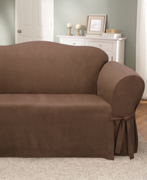 Sure Fit Soft Faux Suede Loveseat Slipcover In Chocolate