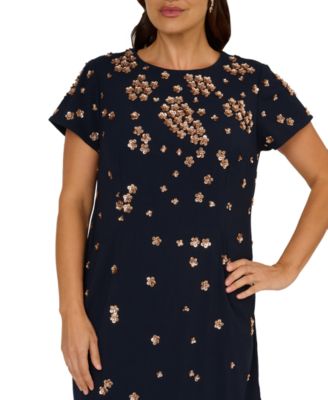 Women's Plus Size Bead Short-Sleeve Dress