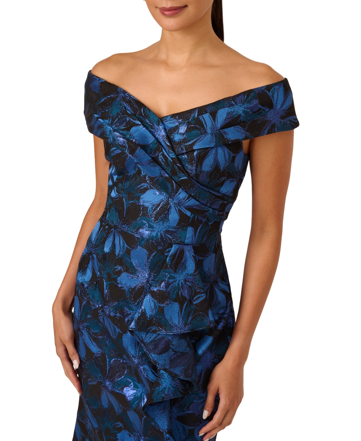 Adrianna Papell Petite Off-The-Shoulder Maxi Dress