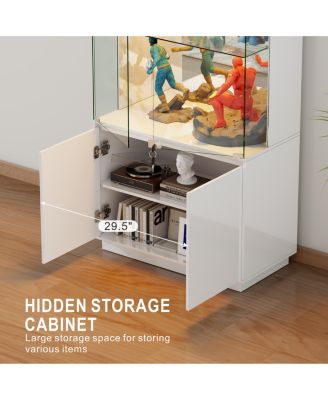 71" LED Glass Wine Cabinet with Lockable Doors