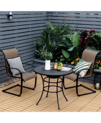 31.5 Inch Patio Fire Pit Dining Table With Cooking BBQ Grate