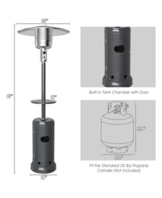 Outdoor Heater Propane Standing LP Gas Steel with Table and Wheels