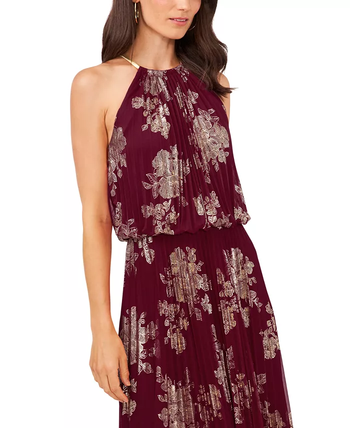 Women's Embellishment Halter-Neck Pleated Gown - thumbnail 8