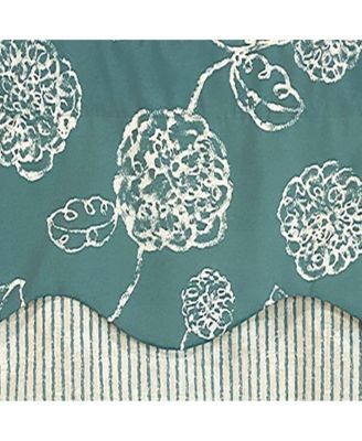 Pouf Floral Glory Valance Black. 3" Rod Pocket, Layered. 50"W X 16"L