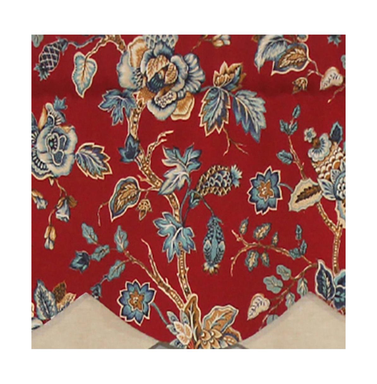 Rlf Home Gianna Petticoat Valance Red. 3"Rod Pocket, Contrast Bottom fabric. 50"W x 15"L