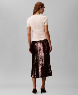 Women's Sequined Midi Skirt