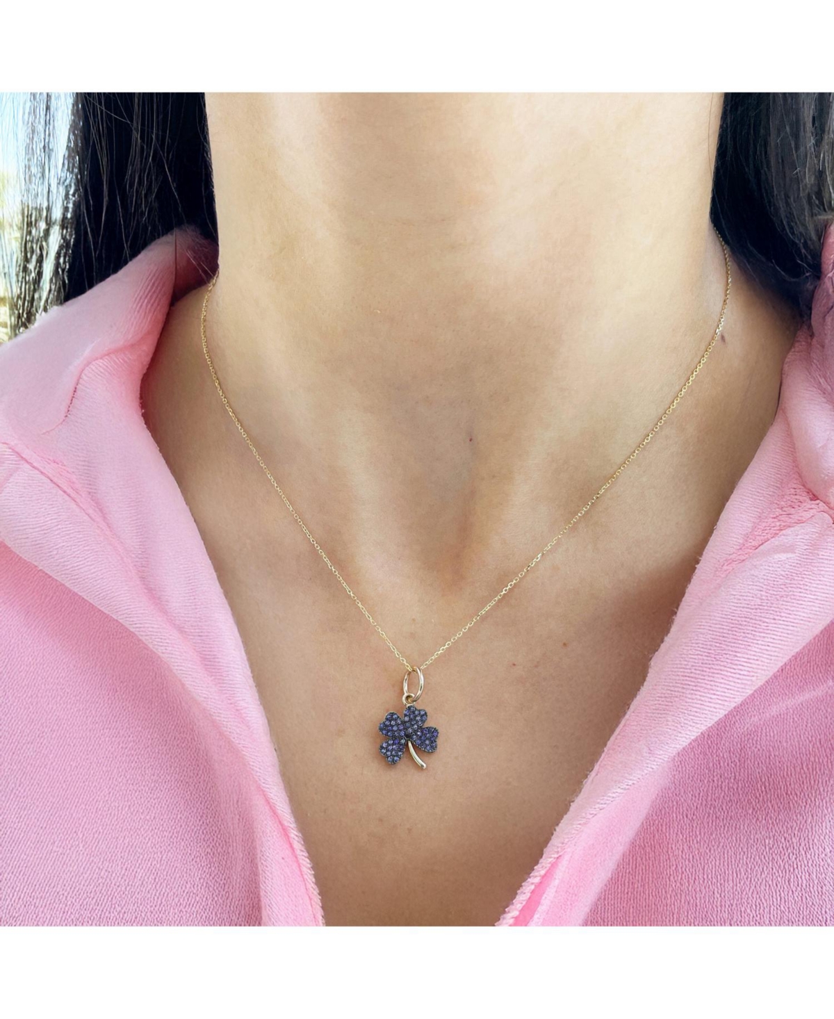 The Lovery Blue Sapphire Clover Charm 14K Gold