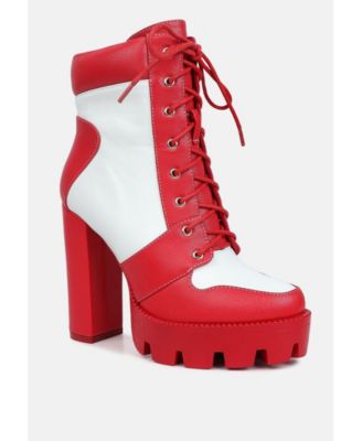 Womens Moos Block Heel Lace Up Boots