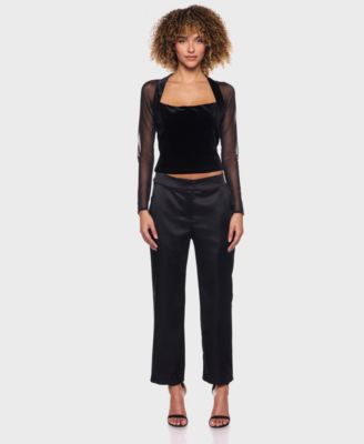 Juniors' Bridal Satin Straight Leg Pants