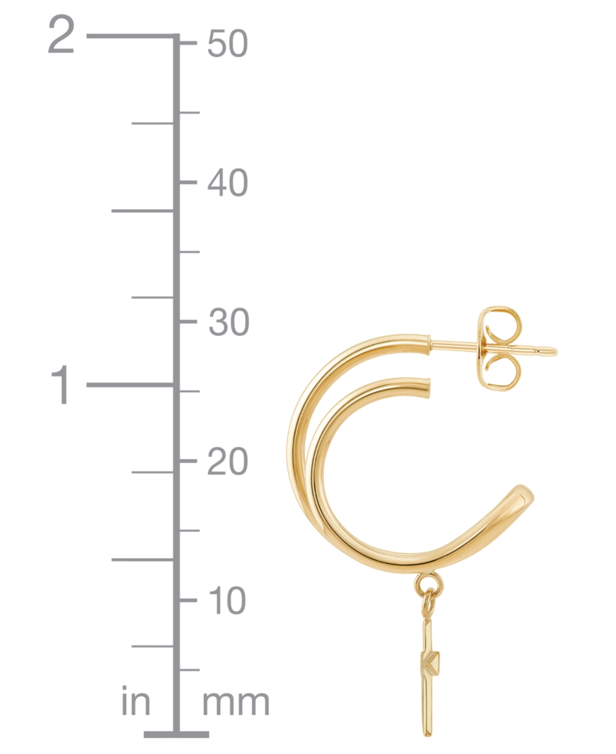 Macy's Polished Dangle Cross with Double Illusion Tube Hoop Earrings in 14K Yellow Gold