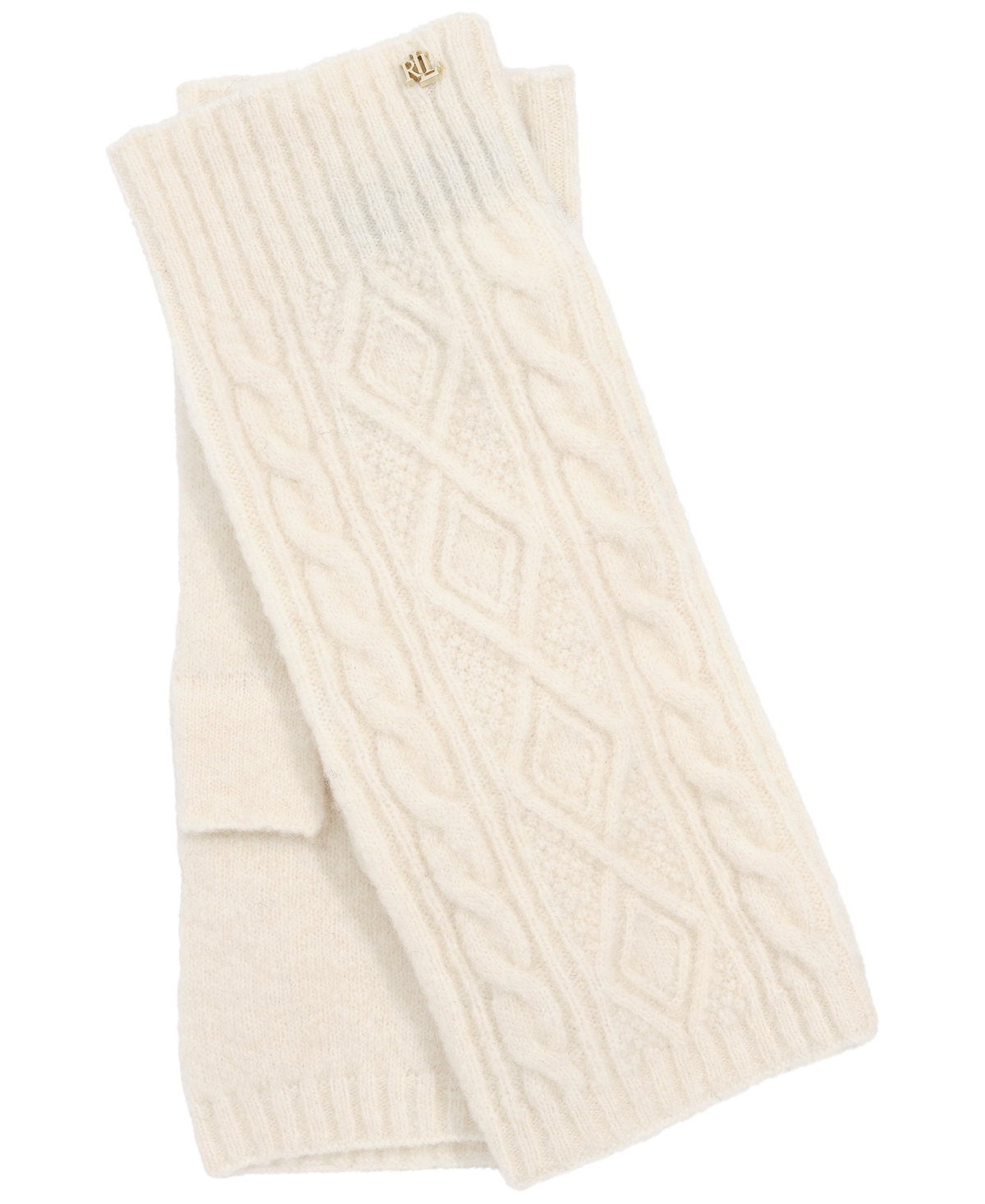 Ralph Lauren Mini Cable Fingerless Glove In White