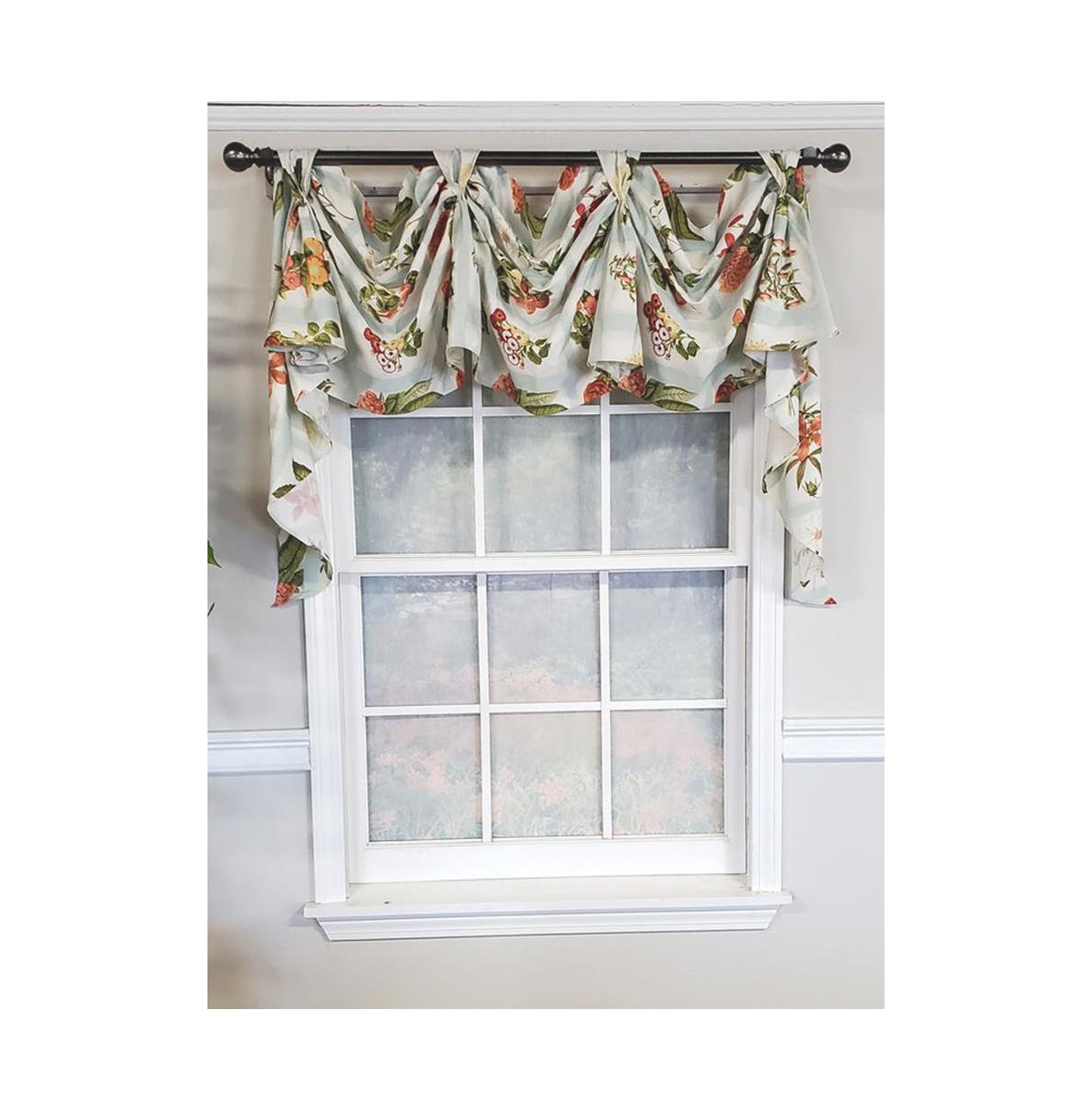 Rlf Home Luxurious Modern Design Garden Pallet Victory Swag 3-Scoop Window Valance 50" x 25" Robins Egg