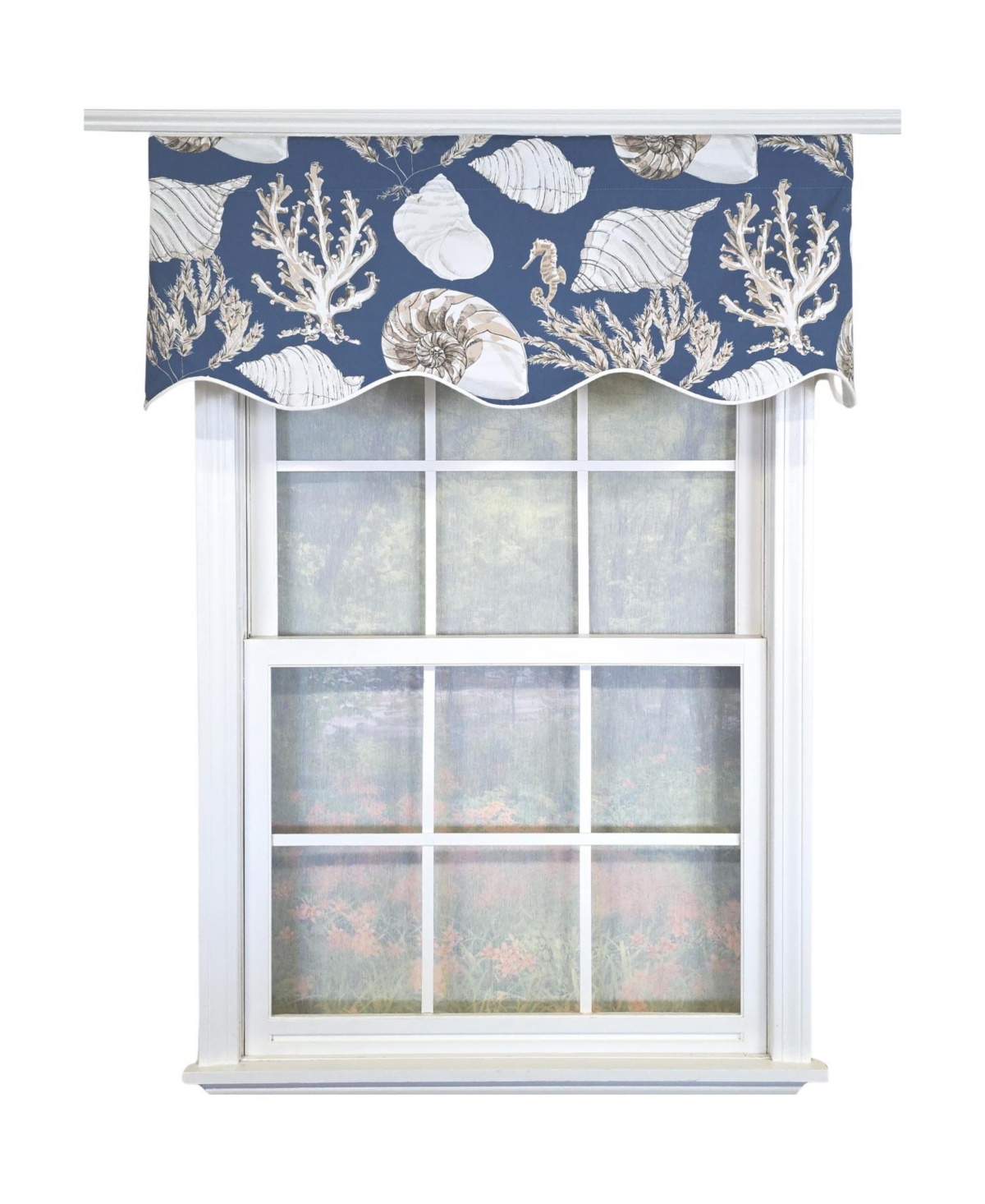 Rlf Home 100% Cotton Seascape Provance Fully lined Windows Rod Pocket Valance 50" x 15" Blue