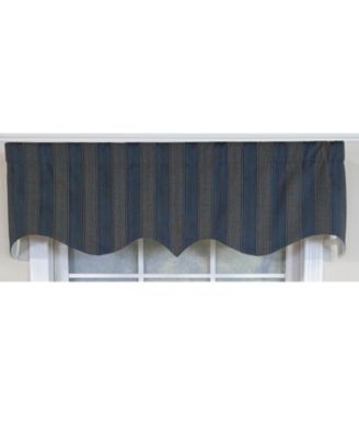 100% Cotton Bronte Regal With Poly/Cotton Ivory lining Rod Pocket Valance 50" x 16" Navy