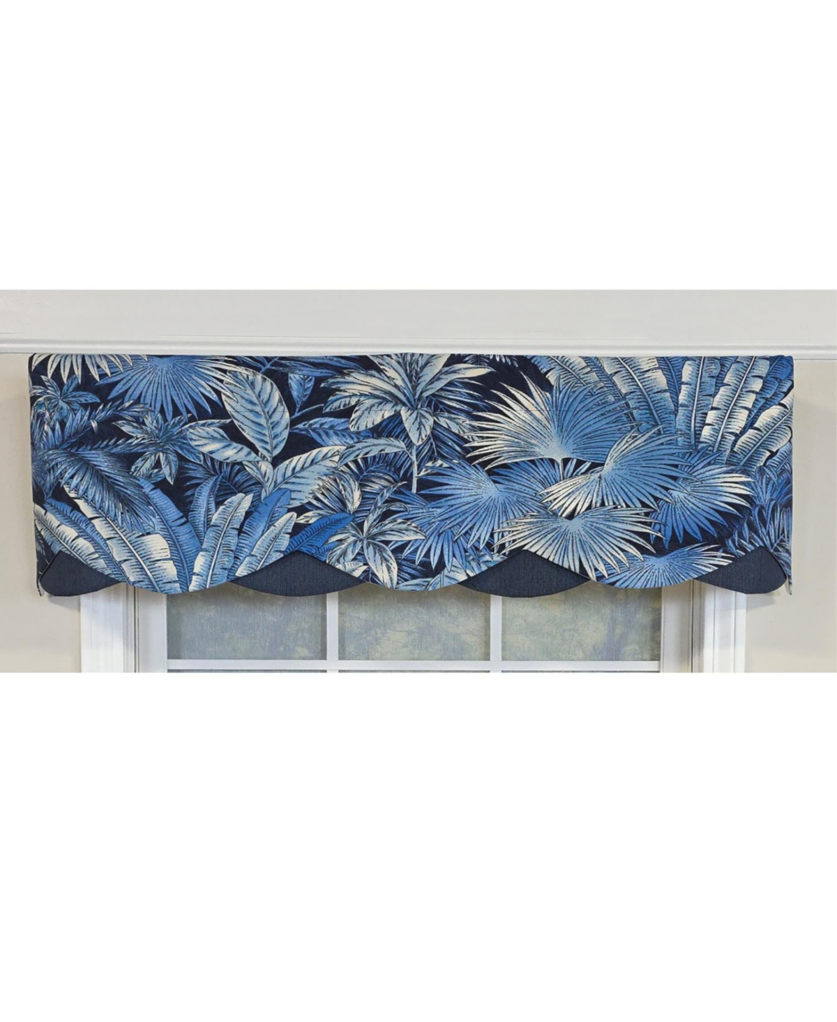 Rlf Home 100% Cotton Baja Petticoat Fully lined Windows Rod Pocket Valance 50" x 15" Navy