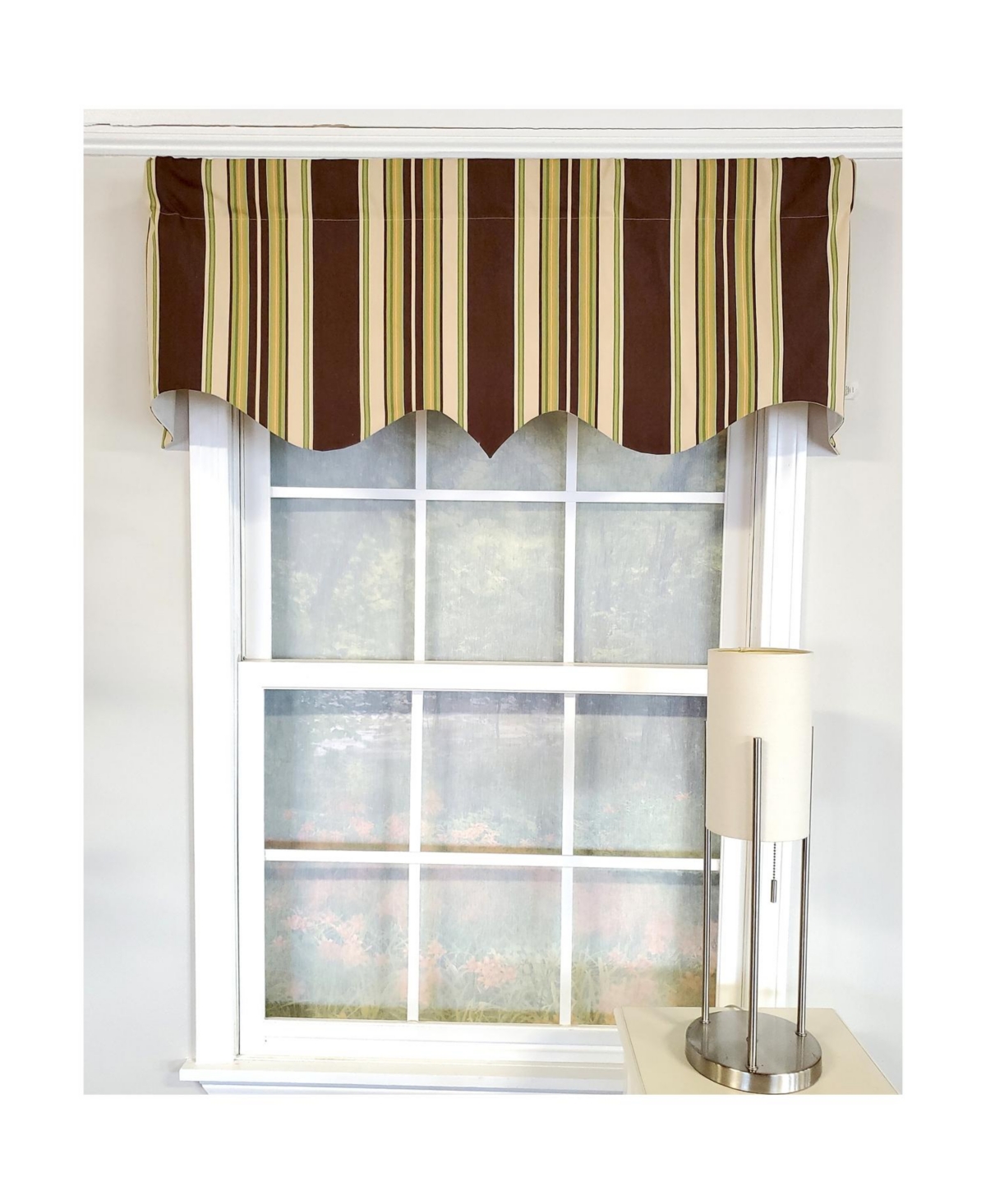 Rlf Home 3" Rod Pocket High Quality Fabric Aurelia Stripe Regal Valance for Windows 50" x 17" Brown