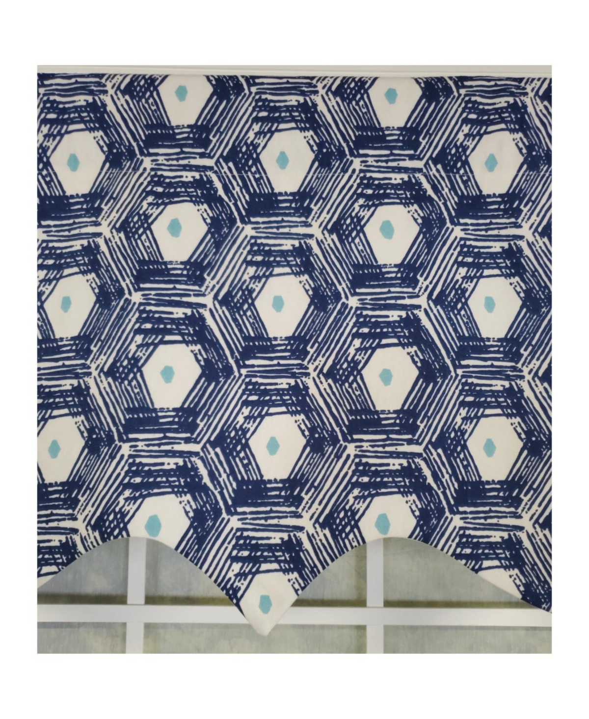 Rlf Home 3" Rod Pocket High Quality Fabric Jerin Regal Valance for Windows 50" x 17" Navy