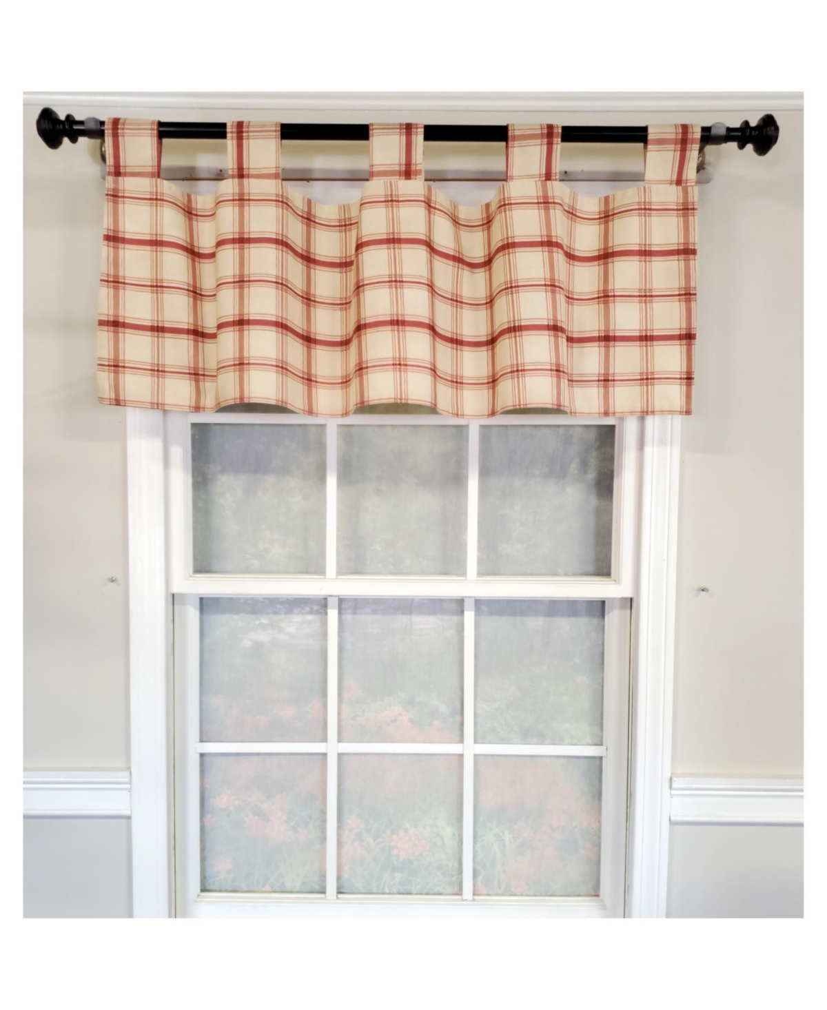 Rlf Home 4" Top Tab High Quality Fabric Al Fresco Tab Valance for Windows 50" x 16" Burgundy