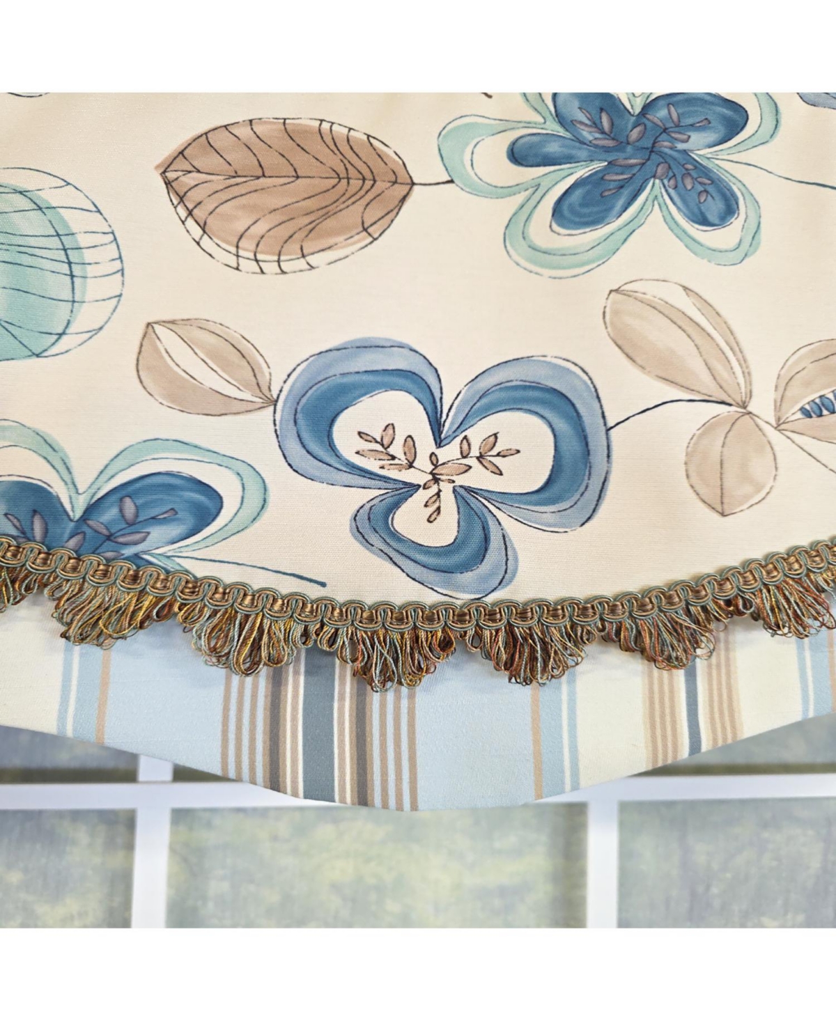 Rlf Home 100% Cotton Jolly Glory Fully lined Windows Rod Pocket Valance 50" x 16" Cream