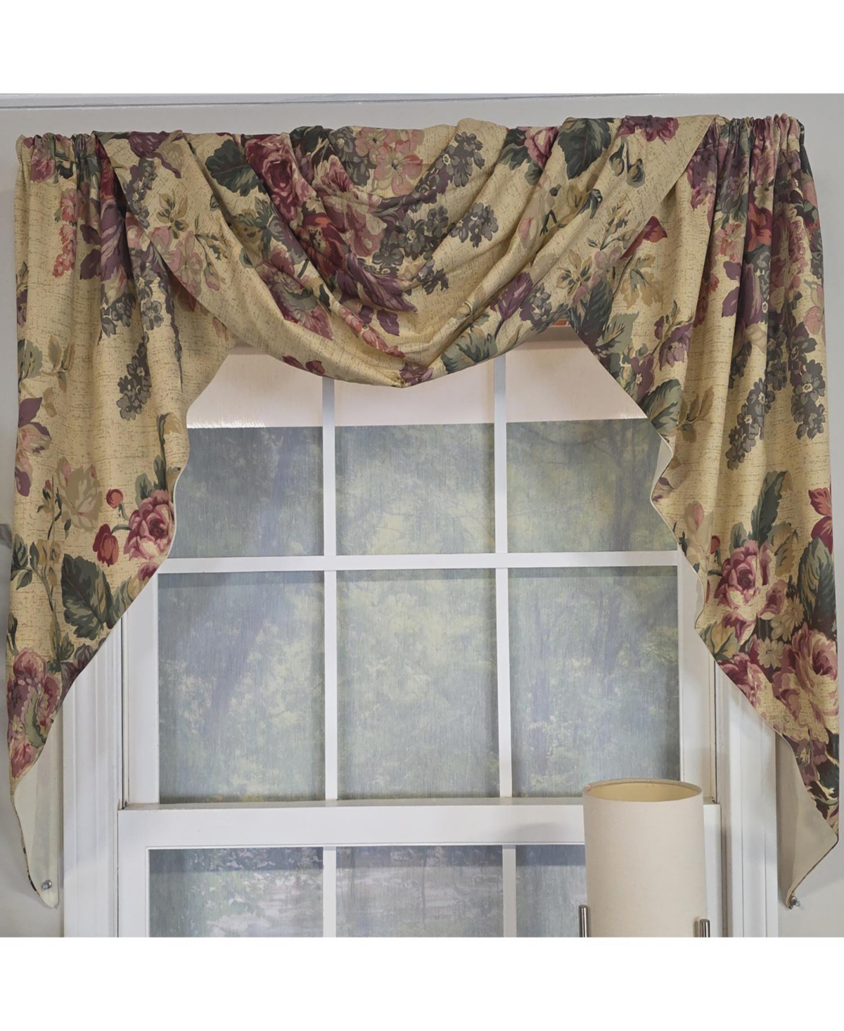 Rlf Home 100% Cotton 3-pc Terrene Swag/Jabot Set Fully lined Rod Pocket Valance 58" x 34" Multi
