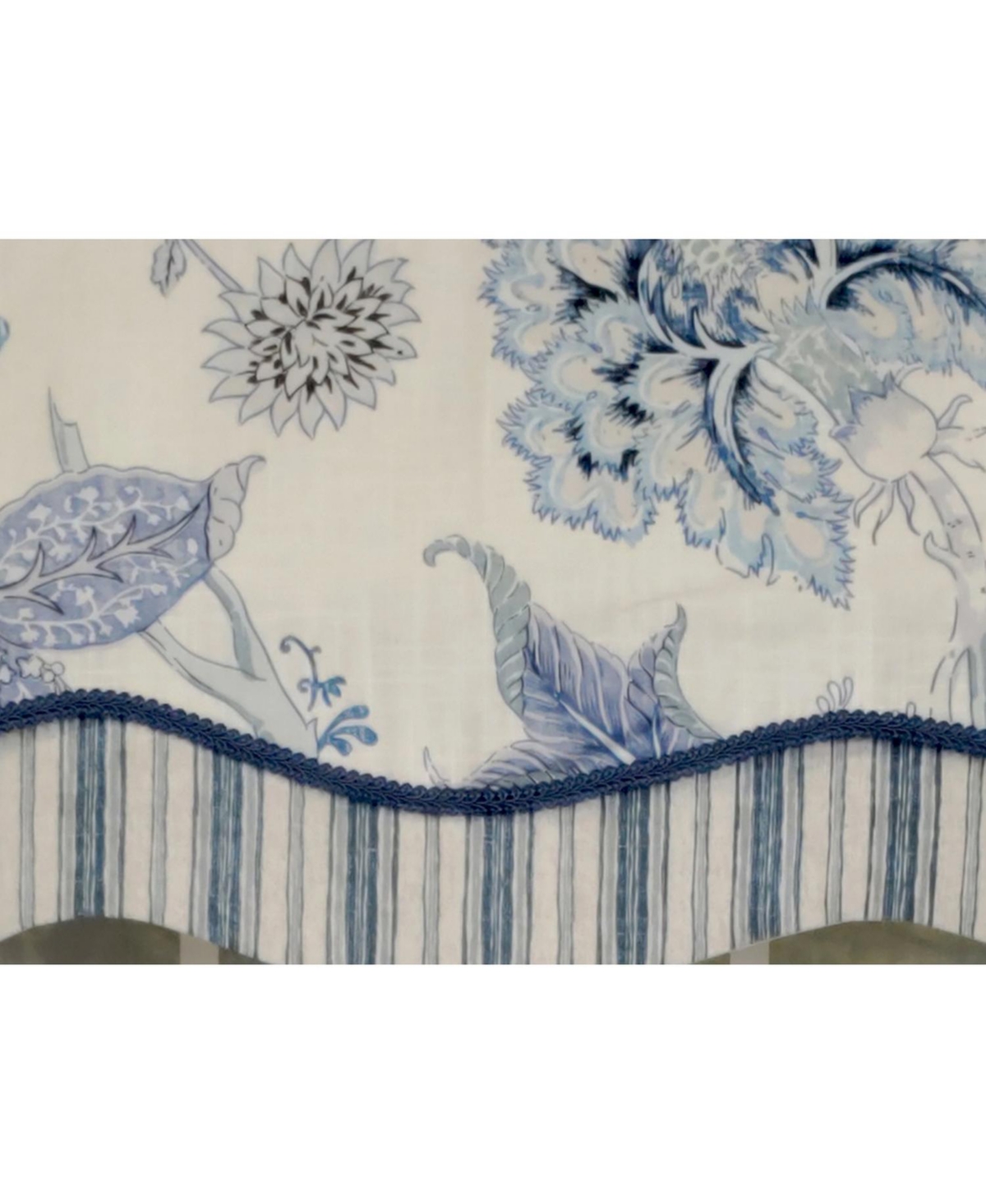 Rlf Home 3" Rod Pocket High Quality Fabric Chloe Glory Valance for Windows 50" x 16" Blue