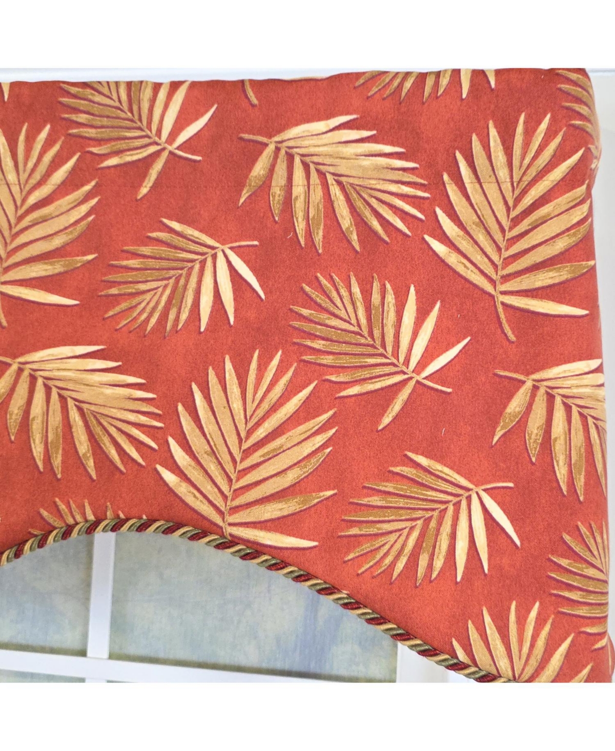 Rlf Home 100% Cotton Hawthorn Cornice With Poly/Cotton Ivory lining Rod Pocket Valance 50" x 17" Red